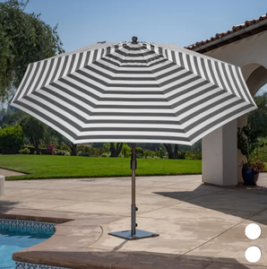 lot 33 image: SunVilla 11 Round Cabana Stripe Aluminum Market Umbrella