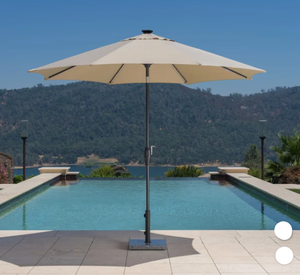 lot 34 image: Sunvilla 10 Round Solar LED Market Umbrella