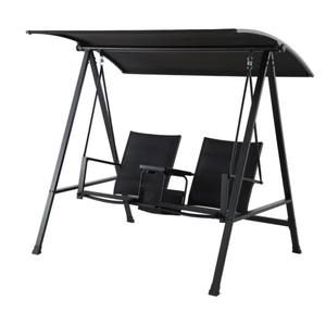 lot 37 image: Mainstays Dashwood 2-Seat Steel Canopy Porch Swing with Oversized Sling Seats