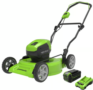 lot 92 image: Greenworks 40V 19 Cordless Battery Push Mower w 4.0Ah USB Battery & Charger