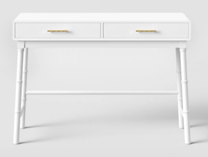 lot 96 image: Oslari Wood Writing Desk with Drawers White - Threshold
