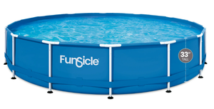 lot 98 image: Funsicle 14ft Activity Above Ground Metal Frame Swimming Pool, Includes SkimmerPlus Pump, Round, Age 6 & up