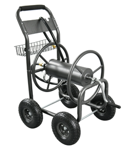 lot 99 image: Expert Gardener Silver 230 ft Steel Mobile Hose Reel Cart