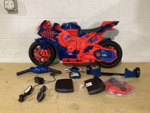 lot 435 image: 6V Spiderman Motorcycle, Battery Ride on Toy, for Kids, Ages 3