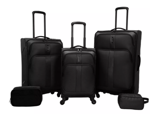 lot 46 image: 5PCS Skyline Softside Checked Spinner Luggage Set