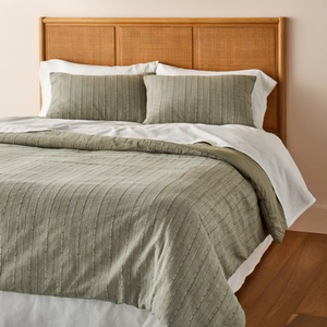 lot 50 image: 3PCS King Size Washed Loop Stripe Comforter Bedding Set - Hearth & Hand