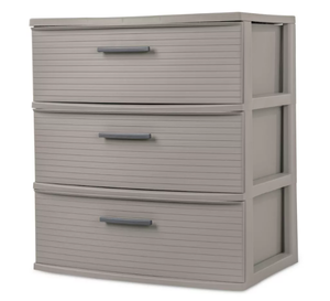 lot 137 image: LOT OF 2 3 Drawer Wide Tower Light Gray - Brightroom Plastic Storage Drawers, Portable Universal Storage