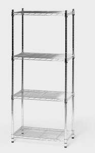 lot 140 image: 4 Tier Wire Shelving Chrome - Brightroom