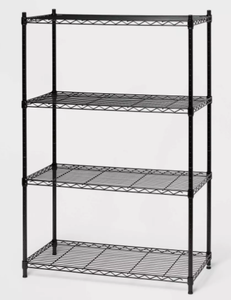 lot 142 image: 4 Tier Wide Wire Shelving Black - Brightroom Steel Storage Shelves, Adjustable Wire Rack, 350 lb Capacity