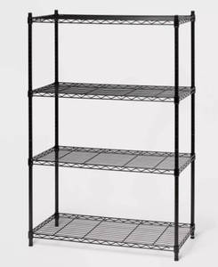 lot 143 image: 4 Tier Wide Wire Shelving Black - Brightroom Steel Storage Shelves, Adjustable Wire Rack, 350 lb Capacity