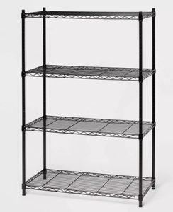 lot 145 image: 4 Tier Wide Wire Shelving Black - Brightroom Steel Storage Shelves, Adjustable Wire Rack, 350 lb Capacity