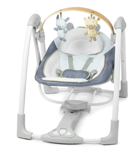 lot 179 image: Ingenuity Swing n Go Portable Swing, For Ages 0-9 Months, Up to 20 Pounds - Chambray
