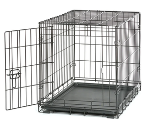 lot 183 image: Vibrant Life Single Door Folding Metal Wire Dog Crate with Divider and Tray, Black, 30