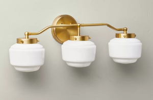lot 195 image: Milk Glass 3-Bulb Vanity Wall Sconce - Hearth & Hand