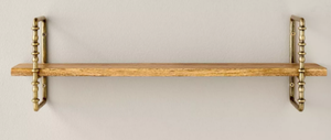 lot 197 image: Turned Brass and Wood Wall Shelf - Hearth & Hand