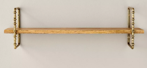 lot 198 image: Turned Brass and Wood Wall Shelf - Hearth & Hand