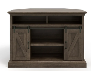 lot 458 image: Whalen Furniture Allston Barn Door Corner TV Stand for TVs up to 55