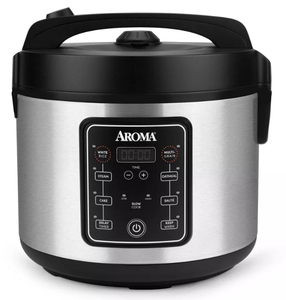 lot 474 image: Aroma 20 Cup Digital Multicooker & Rice Cooker - Stainless Steel 5 Settings, Automatic Keep Warm, Nonstick, 700W