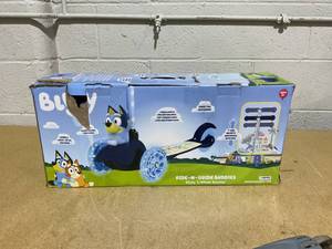 lot 153 image: Bluey Ride-N-Glide Buddies 3D Toddler Scooter, 3 Wheel Kick Scooter for Kids Ages 3