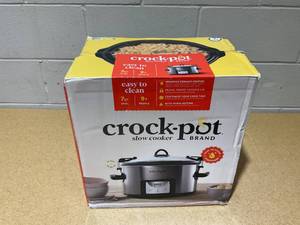 lot 281 image: Crock-Pot 7qt Cook & Carry Programmable Easy-Clean Slow Cooker Stainless Steel 3 Settings