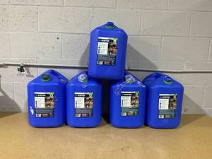 lot 175 image: LOT OF 5 Scepter 5 Gallon Capacity SmartControl Dual Handle Kerosene Fuel Container, FSCK571, Blue Gas Can