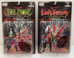 lot 41 image: Chaos Comics Brian Pulidos Lady Demon & Evil Ernie  Sculpted By Clayburn Moore Action Figure (NIB)