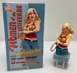 lot 48 image: DC Direct Series 2 Women Of DC Universe (WONDER GIRL) Designed By Terry Dodson Sculpted By Jack Mathews Limited Edition Of 3,000 Hand Painted Cold-Cast Porcelain Bust 5.75 Tall (NIB)