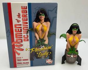lot 73 image: DC Direct Series 2 Women Of DC Universe (PHANTOM LADY) Designed By Terry Dodson Sculpted By Karen Palinko Limited Edition Of 3,500 Hand Painted Cold-Cast Porcelain Bust 5.75 Tall (NIB)