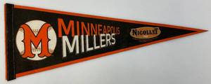 lot 115 image: Vintage Minneapolis Millers Baseball Pennant 9 x 24