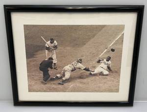 lot 116 image: Vintage Framed Jackie Robinson Print  17 x 21