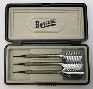 lot 133 image: Vintage BANSHEE Soft Tip Dart Set With Ribtex Flights In Original Box
