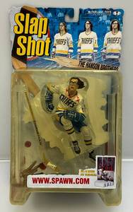 lot 144 image: Vintage Mcfarlane Toys SLAP SHOT The Hanson Brothers (Steve Hanson) Action Figure (New Old Stock) Bubble Slightly Yellowed