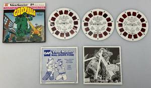 lot 173 image: 1978 GAF Brand (View-Master) 21 Stereo Pictures Godzilla In Gadzillas Rampage (Seems Complete)