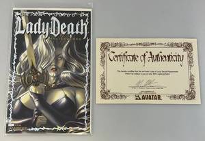 lot 196 image: Limited Edition 1400  Prism Foil By Brian Pulidos (LADY DEATH) Masterworks With COA (Bagged & Carded)
