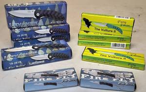 lot 34 image: Frost Cutlery - (10) Frost Cutlery Folding Knives model  Flying Falcon, Levanne & Fire Fly  Folding Knives