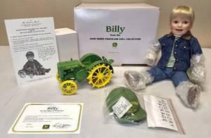 lot 43 image: Vintage Danbury Mint 1999 John Deere Porcelain Doll Collection in original box