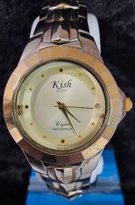lot 48 image: Kish  Crystal Waterproof Wristwatch  Round Face with two tone band