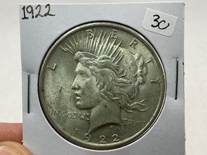 lot 30 image: 1922 Peace Silver Dollar