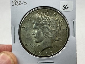 lot 36 image: 1922-S Peace Silver Dollar