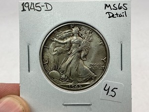 lot 45 image: 1945-D Walking Liberty Half Dollar