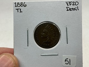 lot 51 image: 1886 T1 Indian Head Cent