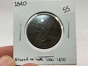 lot 55 image: 1840 Braided Hair Cent