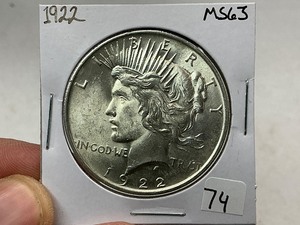 lot 74 image: 1922 Peace Silver Dollar