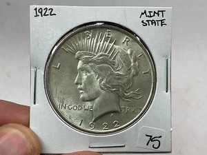 lot 75 image: 1922 Peace Silver Dollar