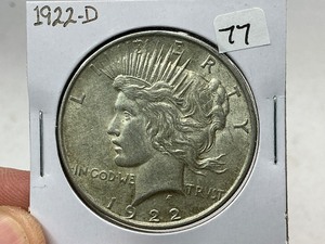 lot 77 image: 1922-D Peace Silver Dollar