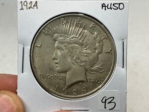 lot 93 image: 1924 Peace Silver Dollar