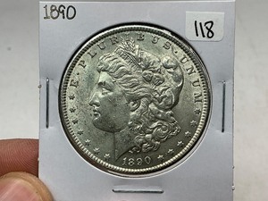 lot 118 image: 1890 Morgan Silver Dollar