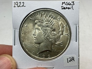 lot 124 image: 1922 Peace Silver Dollar