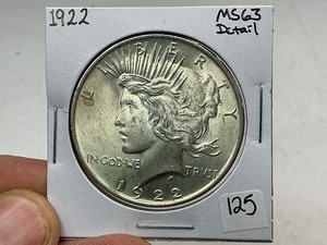 lot 125 image: 1922 Peace Silver Dollar