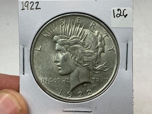 lot 126 image: 1922 Peace Silver Dollar